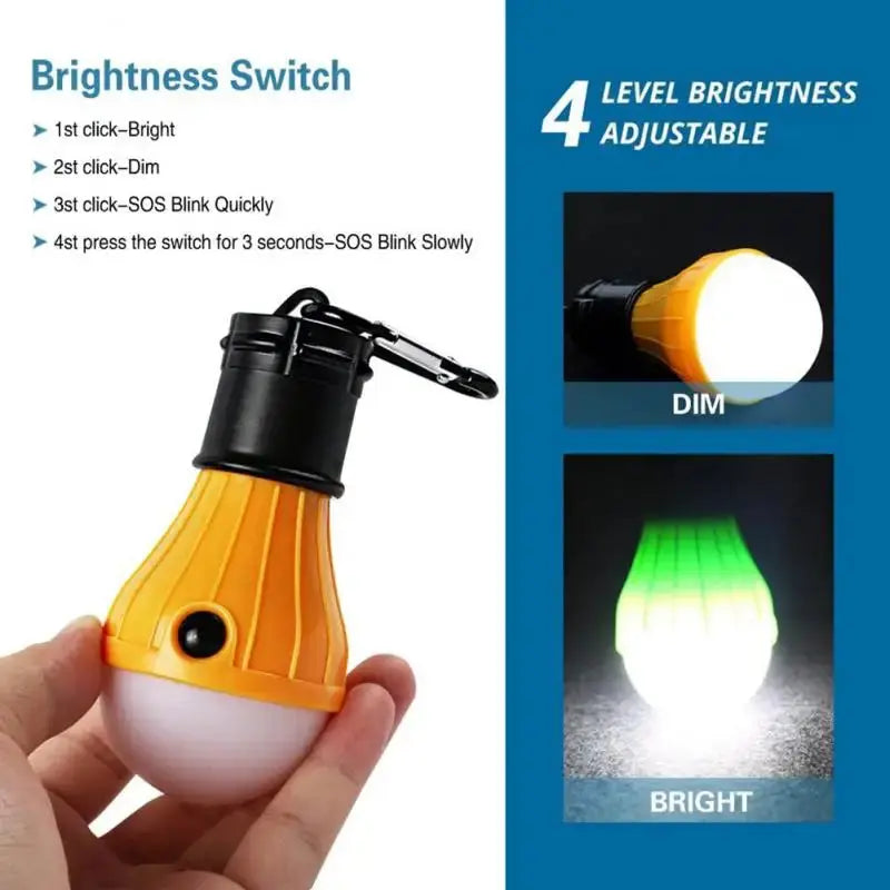 Portable Camping Light Mini LED Bulb Emergency Lamp 3 Lighting Modes Outdoor Night Work Lights Tent Hanging Lamp with Hooks My Store