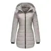 Women's Winter Warm Hooded Padded Coat Custom Slim Long Jacket with Zipper Closure Breathable Eco-Friendly Windproof Polyester Filling
