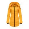 Women's Winter Warm Hooded Padded Coat Custom Slim Long Jacket with Zipper Closure Breathable Eco-Friendly Windproof Polyester Filling
