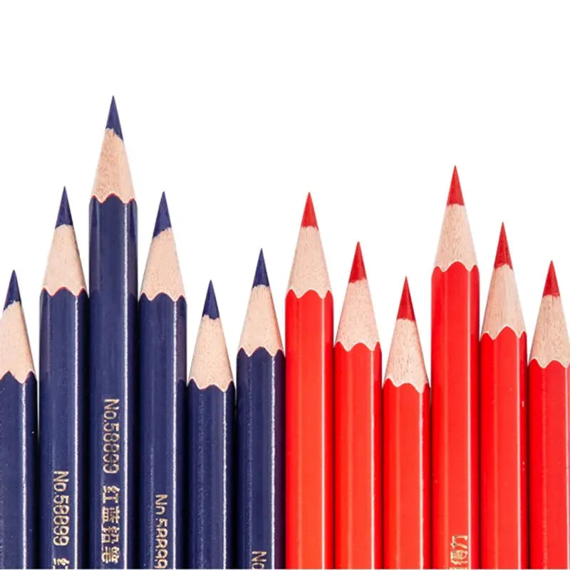 12pcs Double Head Wooden Colored Pencils HB Soft Lead Red&Blue for Hand Builders Joiners Marking Tool