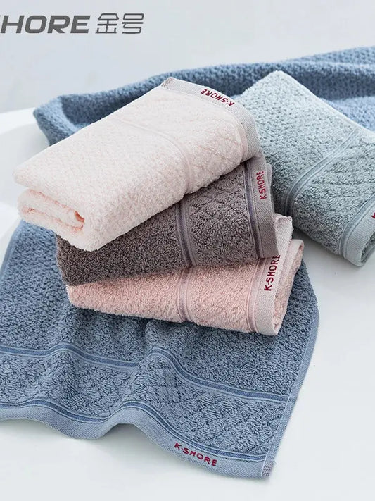 3 Pieces King Shore Pure Cotton Face Towels Soft Absorbent Adult Couple Washing Towels Solid Color Bathroom Essential
