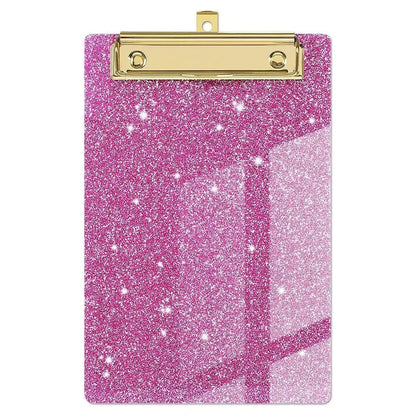 Durable Pink Glitter Acrylic Clipboards Colored Mental Clip Writing Clip Board Student Supplies Office Clipboard Classrooms