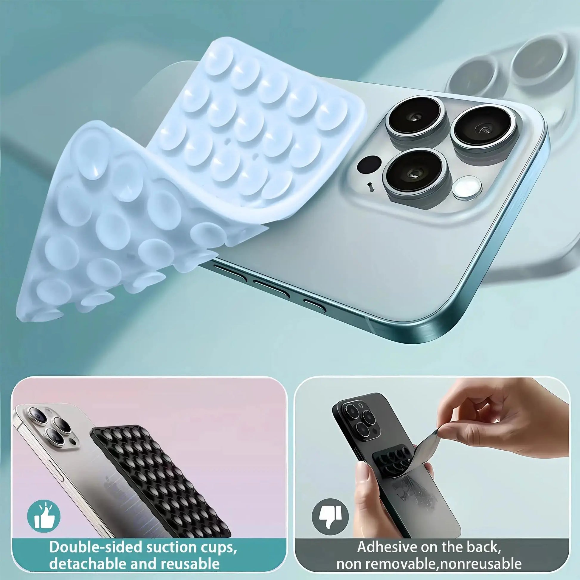 Silicone Suction Cup Phone Holder Multifunctional Fixed Anti-slip Mobile Fixture Double Sided Detachable Phone Rubber Sucker Pad Shoporiz