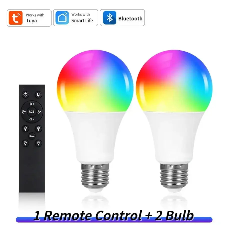 E27 Bluetooth Smart LED Bulb 220V 9W 15W 18W Tuya Compatible 2.4GHz RF Remote Control for Bedroom Home Decor Dimmable 120° Beam Angle Shoporiz