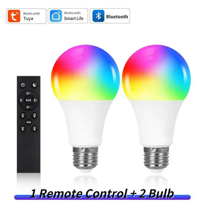 E27 Bluetooth Smart LED Bulb 220V 9W 15W 18W Tuya Compatible 2.4GHz RF Remote Control for Bedroom Home Decor Dimmable 120° Beam Angle Shoporiz