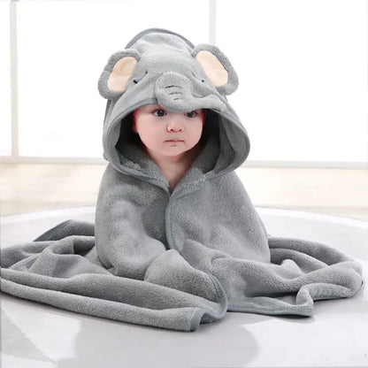 Baby Bath Towel Children's Bathrobe Newborn Baby Cartoon Blanket Super Soft Absorbent Hooded Hug Quilt80x80cm Shoporiz