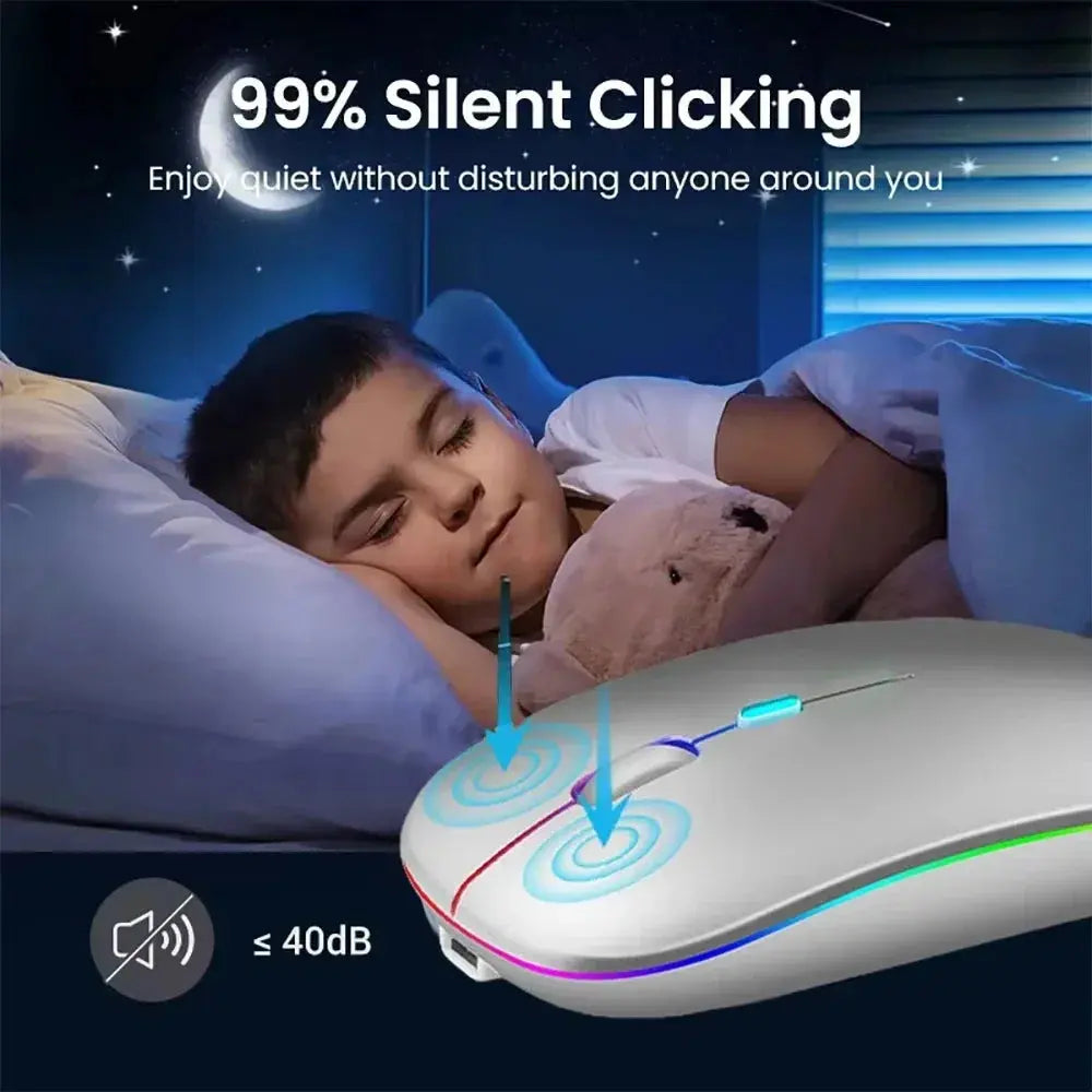 2.4G Wireless Mouse RGB Colorful Mouse Rechargeable Mouse Silent Mouse USB Gaming Mouse Mice 1600DPI for PC Laptop Macbook Pro My Store