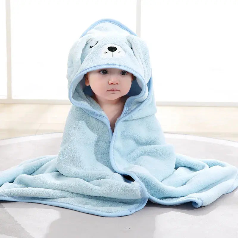 Baby Bath Towel Children's Bathrobe Newborn Baby Cartoon Blanket Super Soft Absorbent Hooded Hug Quilt80x80cm Shoporiz