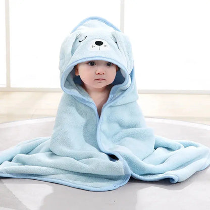 Baby Bath Towel Children's Bathrobe Newborn Baby Cartoon Blanket Super Soft Absorbent Hooded Hug Quilt80x80cm Shoporiz