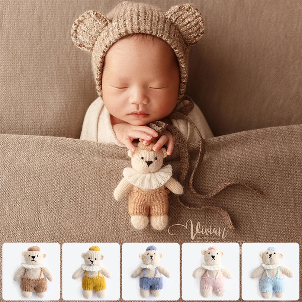 Handmade Knitted Teddy Bear Dolls Photography Toy Mohair Cute Crochet Animal Image Doll Studio Photo Shooting Props Accessories