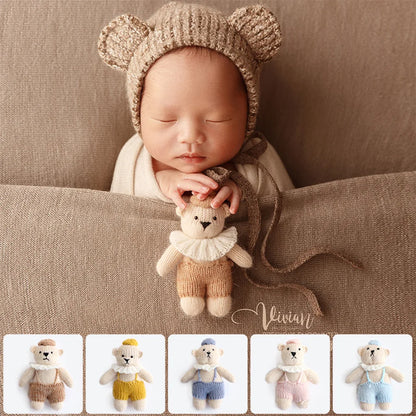 Handmade Knitted Teddy Bear Dolls Photography Toy Mohair Cute Crochet Animal Image Doll Studio Photo Shooting Props Accessories