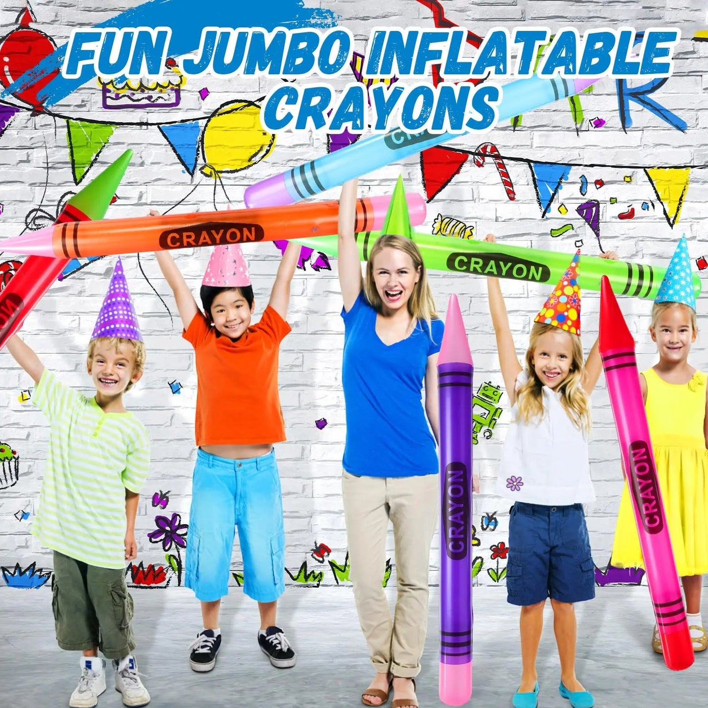 Jumbo Inflatable Crayon Balloon Neon Back to School Party Decoration First Day Of School Classroom Supplies shoporiz