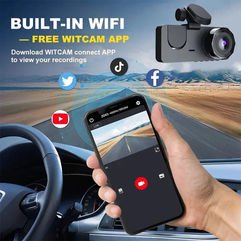 1080P HD WIFI 2/3Camera Dash Cam For Car Camera Video Recorder Car DVR Front Rear View Camera Night Vision Car Accessories