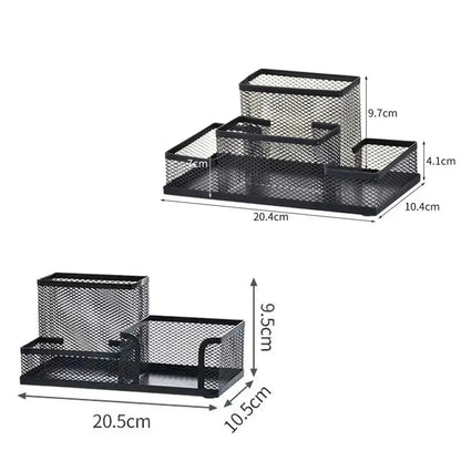 New 3/4 Grids Table Organizer Office Desk Top Storage Box Black Mesh Pen Holder File Storage Rack Metal Pen Holder