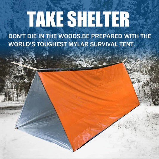 2-Person Outdoor Camping Tent Waterproof Lifesaving Tent Emergency Escape Camping Survival Tent Kit Outdoor Camping Mat My Store