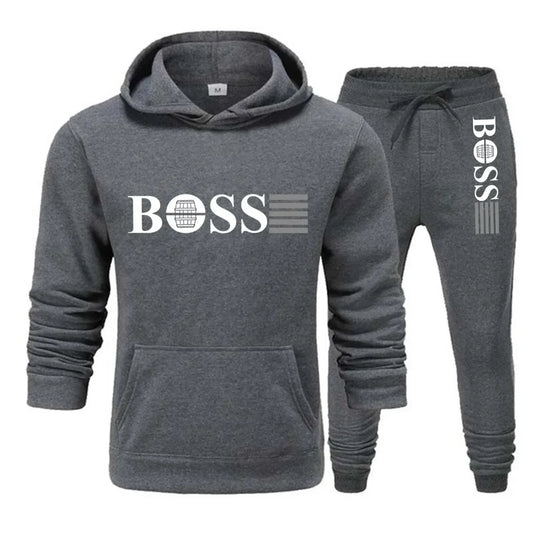 New autumn and winter men's long-sleeved hoodie; pants two-piece set of fashionable outdoor sportswear