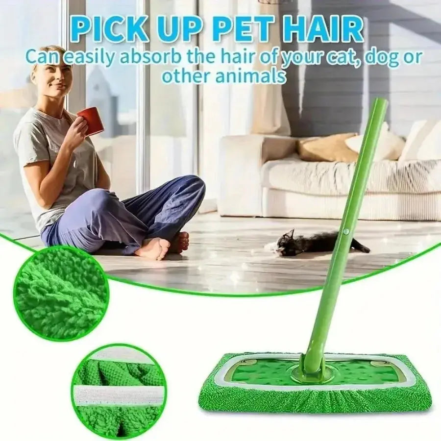 7 Piece Green Mop Cloth, Suitable for Sweeping Mop - Dry Sweeping Cloth and Wet Mopping, Household Cleaning - Washable