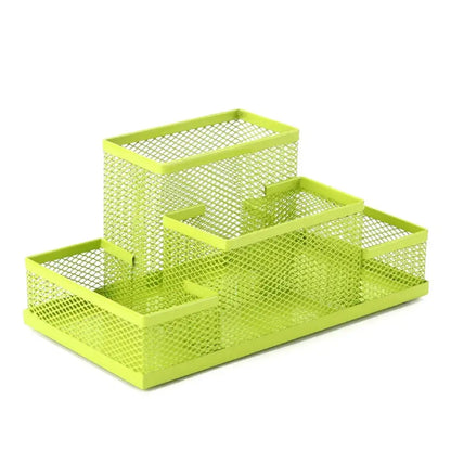 New 3/4 Grids Table Organizer Office Desk Top Storage Box Black Mesh Pen Holder File Storage Rack Metal Pen Holder