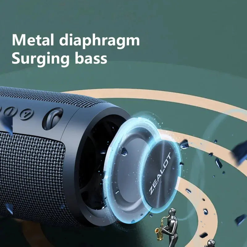 ZEALOT S51 Pro 40W Wireless Speakers, Outdoor Portable Subwoofer Speaker, Waterproof IPX 6,  Dual Pairing,5200mAh Battery. Shoporiz