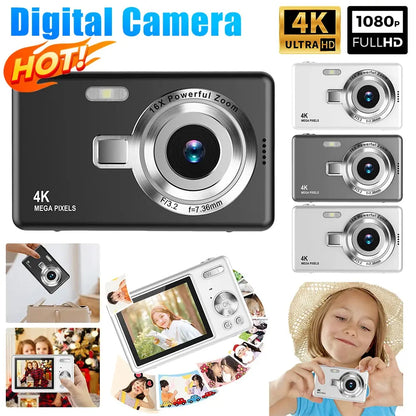 4K HD 1080P Digital Camera 96MP Portable Vlogging Camera 16X Zoom Camcorder Camera 2.4 Inch IPS Screen for Photography and Video