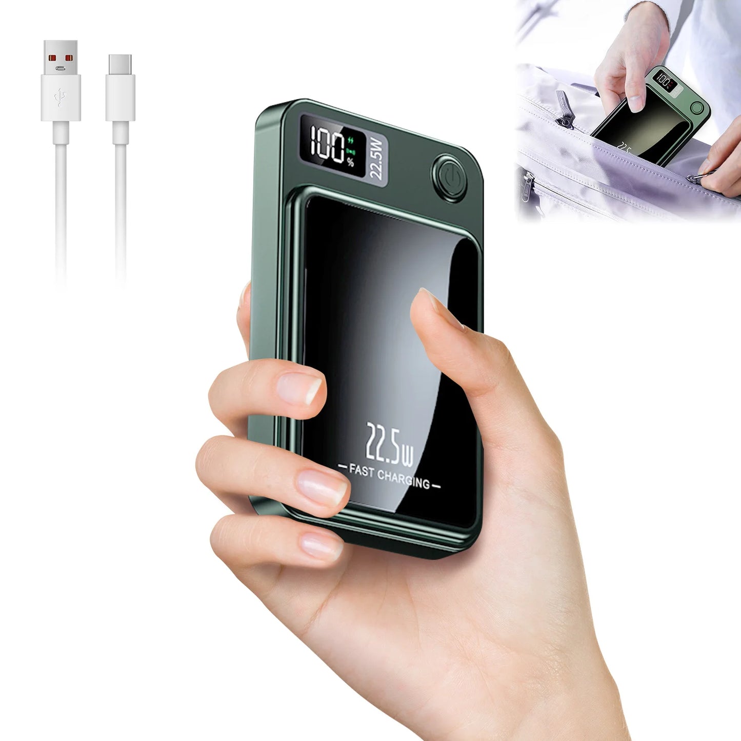 10000mAh Power Bank Magnetic Wireless Charger PD 22.5W Fast Charging for iPhone 15/14/13/12/Pro Max/Pro/Plus/Mini/ AirPods 3/2