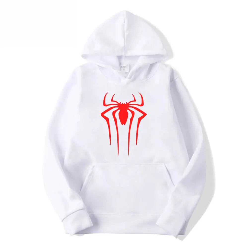 Men's Casual Hoodie Sweatshirt Solid Color Printed Spider Design Fashion Top for Men And Women Autumn Winter Thick Knit Hooded