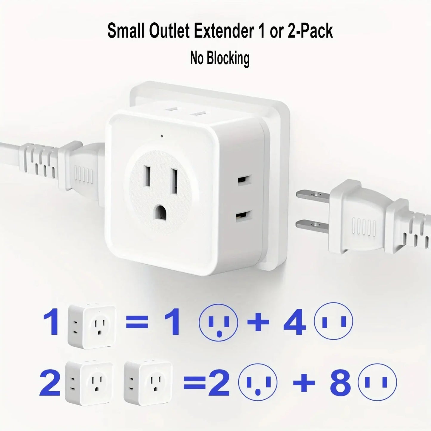 US Plug Wall Outlet Expander Multi Outlet Extender with 5AC Outlets,Small Electrical Outlet Splitter for Travel Home Office Dorm