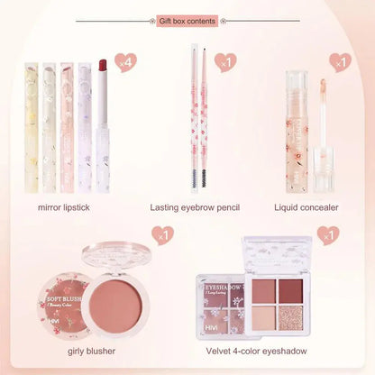 8-Piece Beauty Set with Lipstick, Concealer, Eyeshadow, Eyebrow, and Blush Makeup