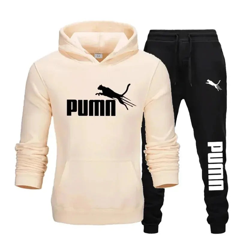 New autumn and winter men's pullover hoodie + pants 2-piece fashionable and trendy fitness jogging casual sportswear set Shoporiz