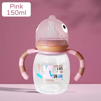 150ml/270ml baby cartoon bottle, 0-3 years old newborn feeding bottle, drop-proof and leak-proof, food grade safe PP material Shoporiz