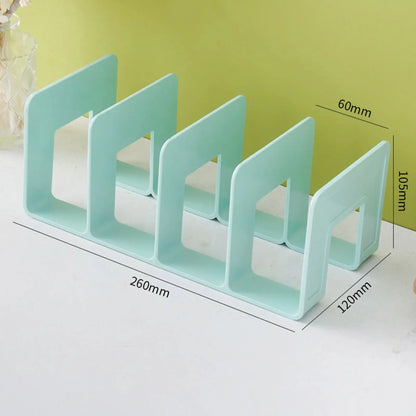 ABS Bookends Stand Bookshelf Divider Book Paper Files Storage Rack 4 Compartments Rack Book Organizer for Home Office Classroom Shoporiz