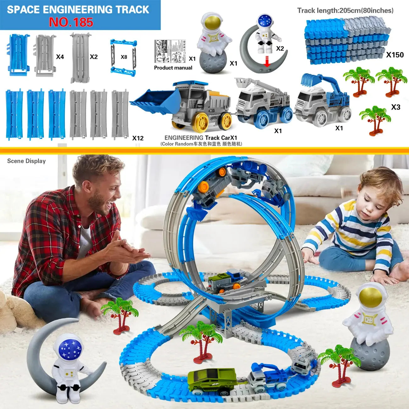 Space Track Toys Magic Climbing electric Engineering Race Car Toy  Bendable Flexible Race track Cars Train Toy For Kid Gift