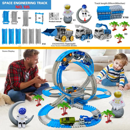 Space Track Toys Magic Climbing electric Engineering Race Car Toy  Bendable Flexible Race track Cars Train Toy For Kid Gift