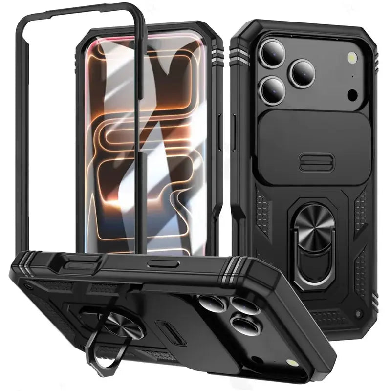 360 Degree Rotate Armor Phone Cases For iPhone 17 16 15 14 13 12 11 Pro Max Plus XS Max Camera Slide Military Grade Armor Cover