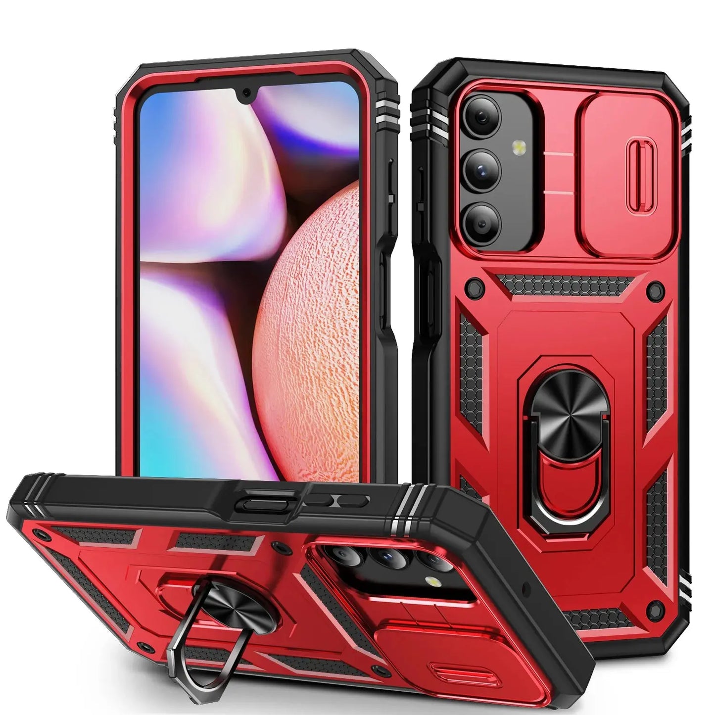 Case For Galaxy A16 A17 A15 A14 A56 A36 A26 A06 A35 A55 A25 A35 A54 A53 Camera Slide Armor Protection 360 Degree Rotate Cover