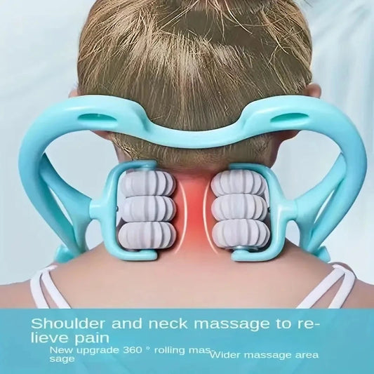 Cervical Massager Clip Neck Massage Artifact Six Wheel Neck Kneading Massager Manual Multifunctional Home Use Fatigue Relief shoporiz