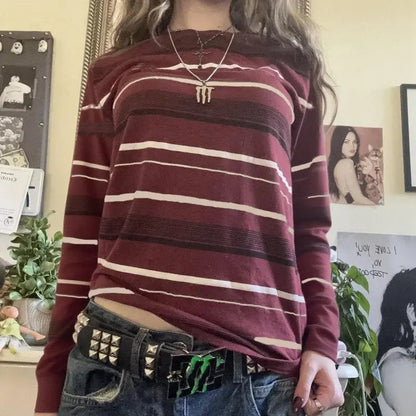 Cottage Cyber Grunge Sweats Tops Autumn Clothes E-girl Emo Mall Goth T-shirt Y2k Aesthetic Long Sleeve Round Neck Pullovers Tees Shoporiz