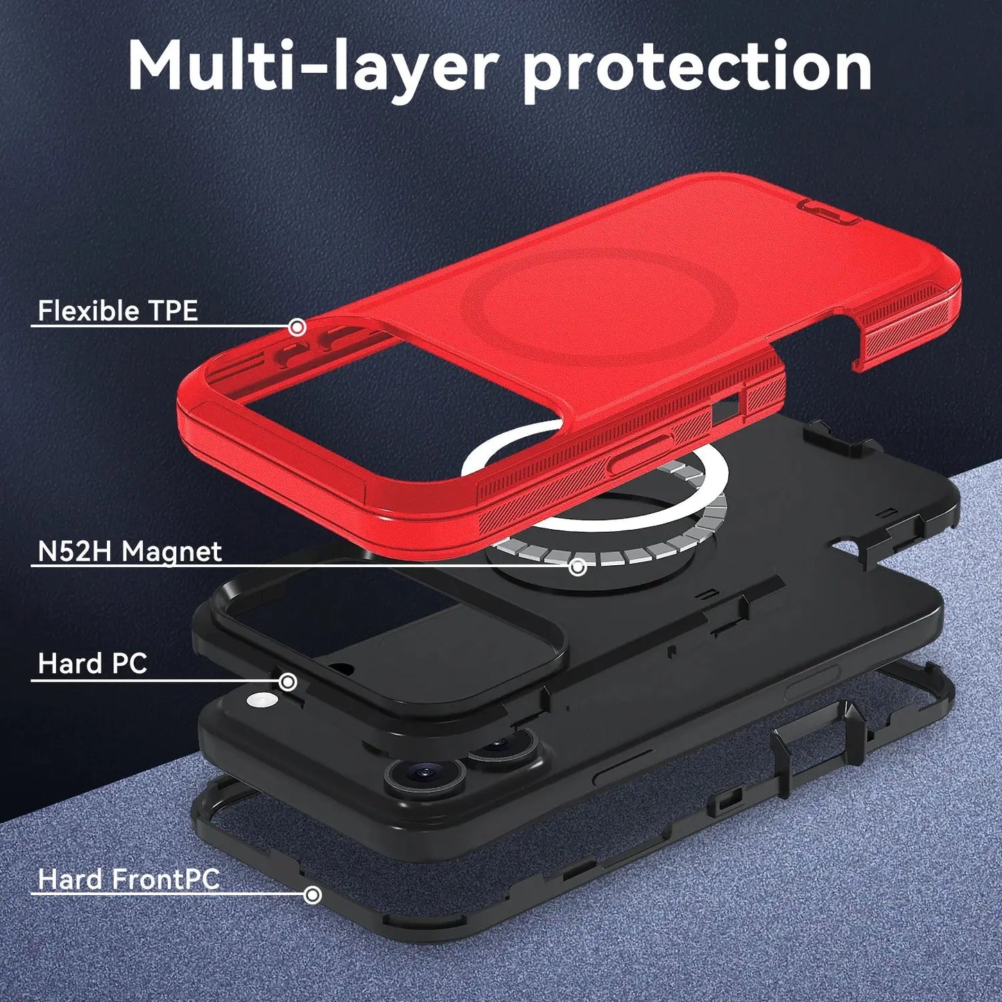 Armor Shockproof Defender Cover For iPhone 11 12 13 14 15 16 17 Air Plus Pro Max For Magesafe Magnetic Wireless Charge Case