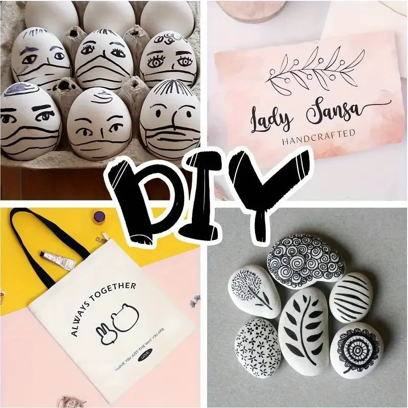 12pcs Black Permanent Marker Pens, Fine Tip, Waterproof, Quick Drying shoporiz