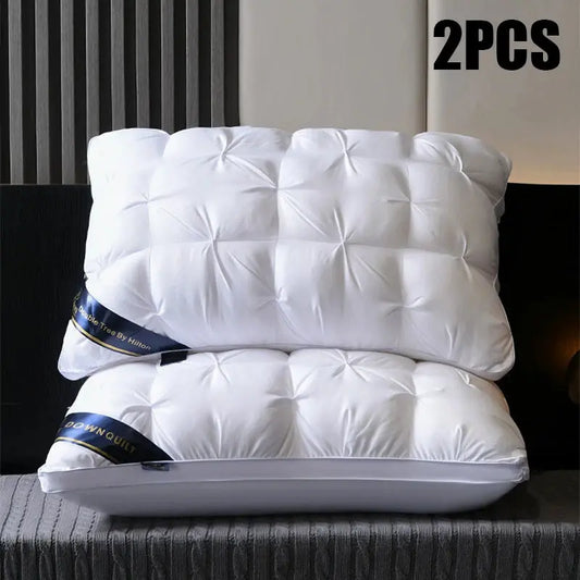 2-Piece Soft Supportive Bed Pillow Set for Back Stomach Or Side Sleeping Luxury Hotel Quality Rectangle Polyester Fiberfill