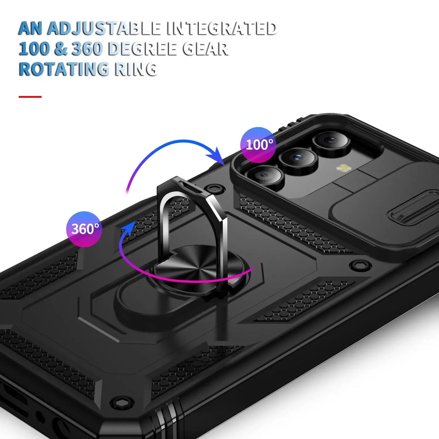 Case For Galaxy A16 A17 A15 A14 A56 A36 A26 A06 A35 A55 A25 A35 A54 A53 Camera Slide Armor Protection 360 Degree Rotate Cover