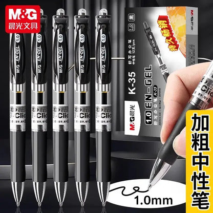 M&G 1.0mm Gel Pens Ultra Thick Large Capacity Signature Pen Practice Black Bold Tip Pen, Office and Student Signature Pen