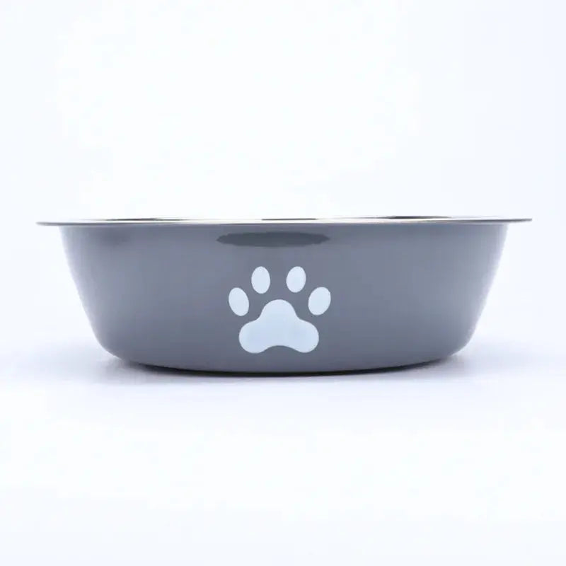 Stainless steel dog basin paw print pet supplies cat bowl dog bowl silicone anti-slip design pet drinking water feeding bowl