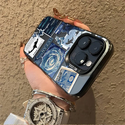 Ocean-Themed Pattern Phone Case for iPhone Shockproof Back Cover Compatible with Multiple Models Anti-Scratch Lightweight Matte