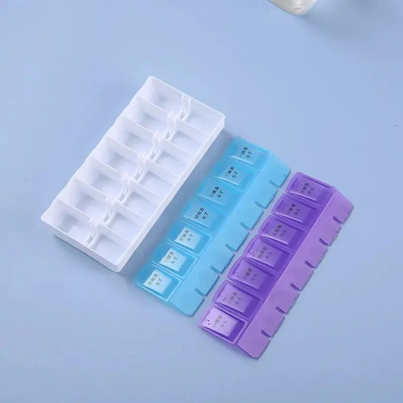 Portable Weekly Travel Pill Case 7 Days Organizer 14 Grids for Tablets Vitamins Medicine & Fish Oils Storage Container