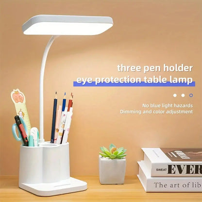 USB Rechargeable Table Lamp Learning Dormitory Bedroom Bedside LED Night Light Eye Protection 3 Levels Dimmable Touch Desk Lamp Shoporiz