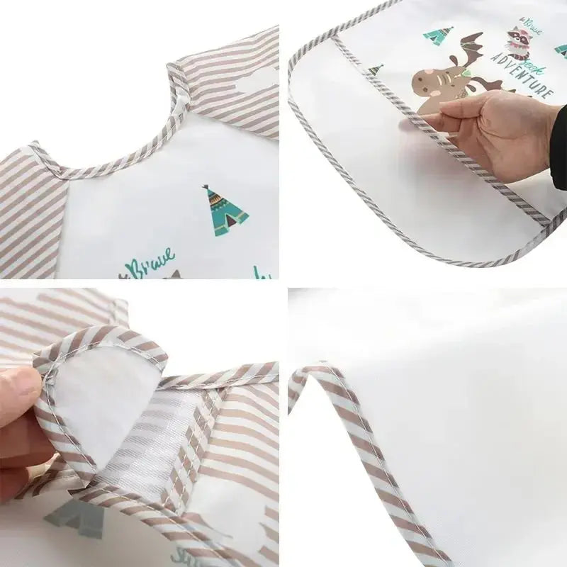 0-3Y Boys Girls Burp Clothes Waterproof Eating Smock Infant Toddler Baby Cartoon Sleeveless Art Apron Animal Smock Soft Baby Bib