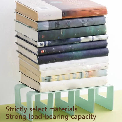 ABS Bookends Stand Bookshelf Divider Book Paper Files Storage Rack 4 Compartments Rack Book Organizer for Home Office Classroom Shoporiz