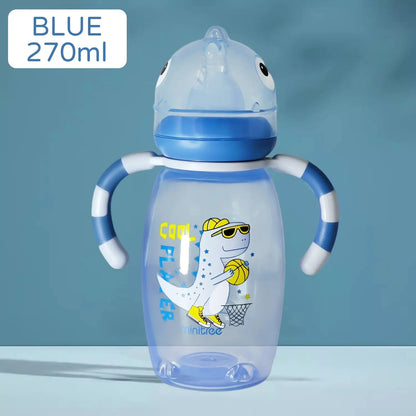 150ml/270ml baby cartoon bottle, 0-3 years old newborn feeding bottle, drop-proof and leak-proof, food grade safe PP material Shoporiz