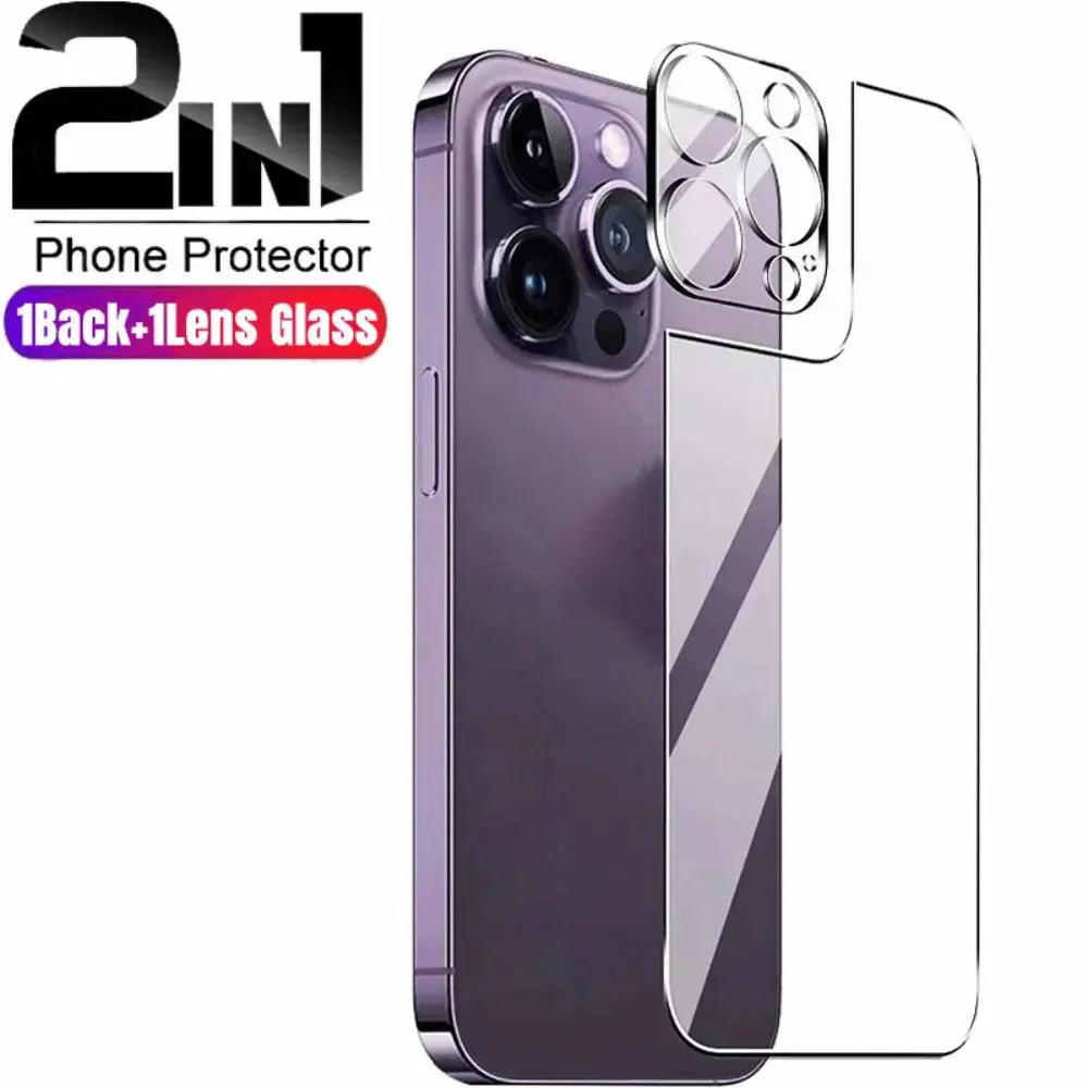 NNBILI 2in1 Back Tempered Glass For IPhone 16 15 14 13 12 Pro Max 15 Plus 15 Pro Max 16Pro Back Screen Protector With Lens Glass